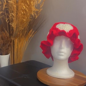Handmade Crochet Bucket Hat | Charming Heart Granny Square Hat | Unique Crochet Hat for Stylish, Cozy Looks All Year Round