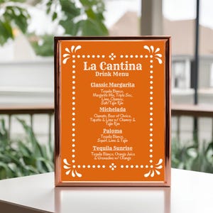 Editable Mexican Drink Menu Template | Vibrant Fiesta Cocktails Bar Menu Design | Printable Customizable for Cantina Parties