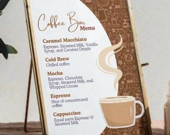 Plantilla de menú para cafetería: Letrero personalizado para bebidas (editable en Canva, 8x10) (Descarga digital)