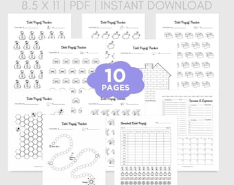 Debt Tracker Prints Debt Free Progress Printable Bundle Financial Goals Planner