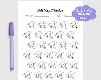 Student Loan Coloring Sheet Fun Financial Printable PDF Digital Download Loans Payoff Tracker