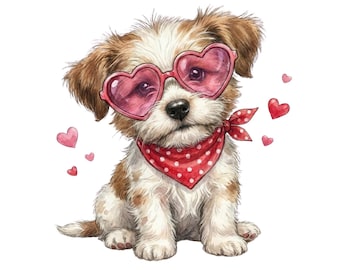 15 PNG IMAGES – Dog Valentine Clipart | Cute Puppy Clipart Bundle | Animal Clipart | DigitalDownload