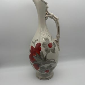 3L Capacity Vintage USSR Faience Jug - Floral Painted Water/Wine Pitcher