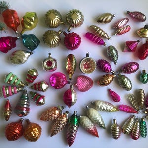 Christmas tree ornaments, glass vintage home decor, Christmas retro.