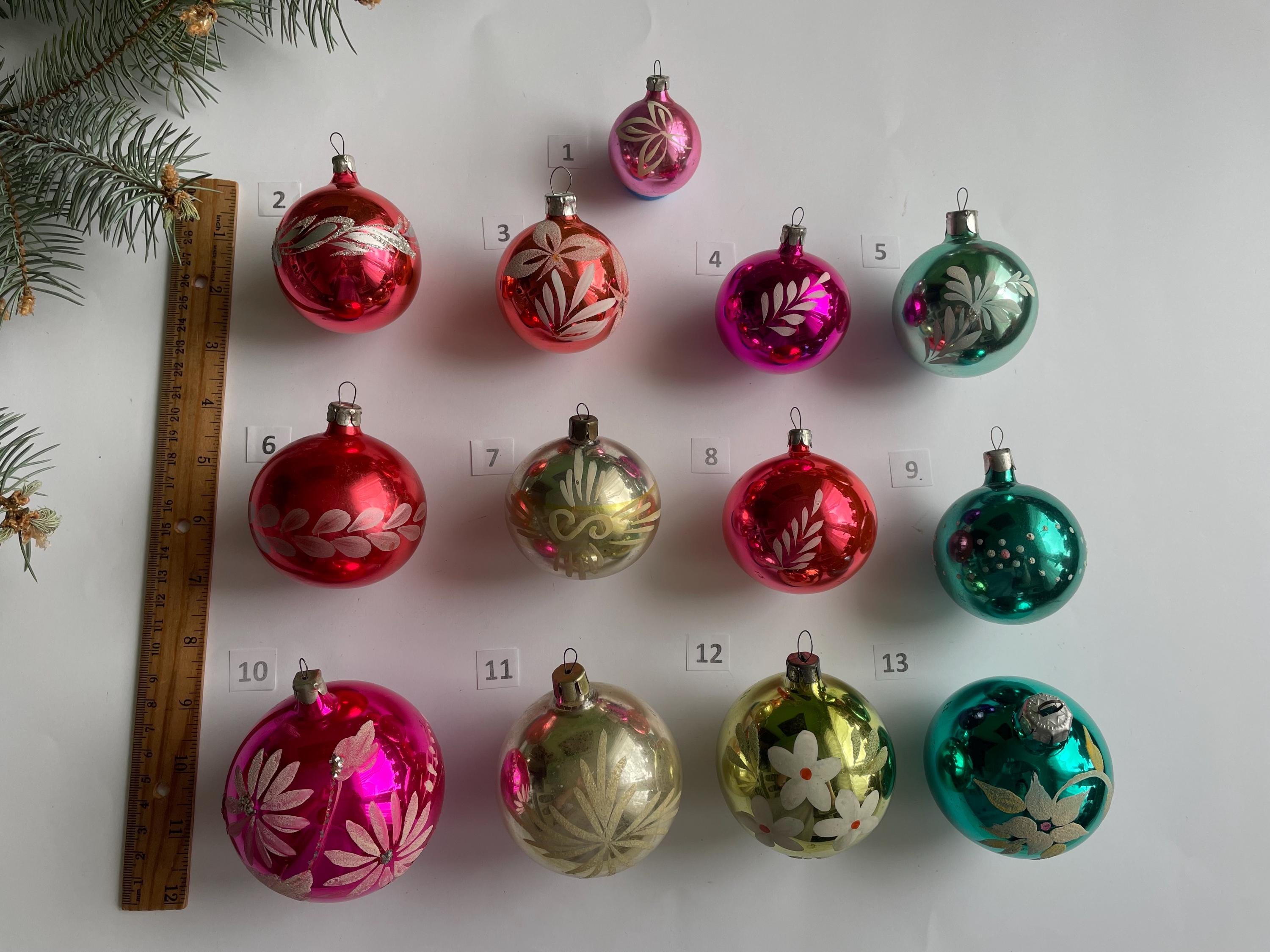 ヴィンテージガラスクリスマスオーナメントボール - ソビエト新年