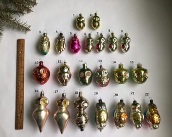 1950年代の虹色のヴィンテージクリスマスガラスオーナメント、ソビエト