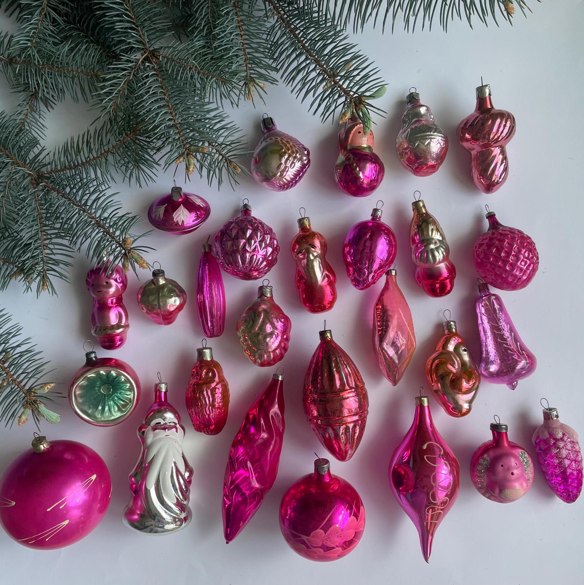 ヴィンテージガラスオーナメント27個セット – ソビエト風レトロ
