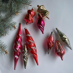 Vintage Glas Christbaumschmuck Set - Retro Urlaub Dekor - Set mit 3 Stück