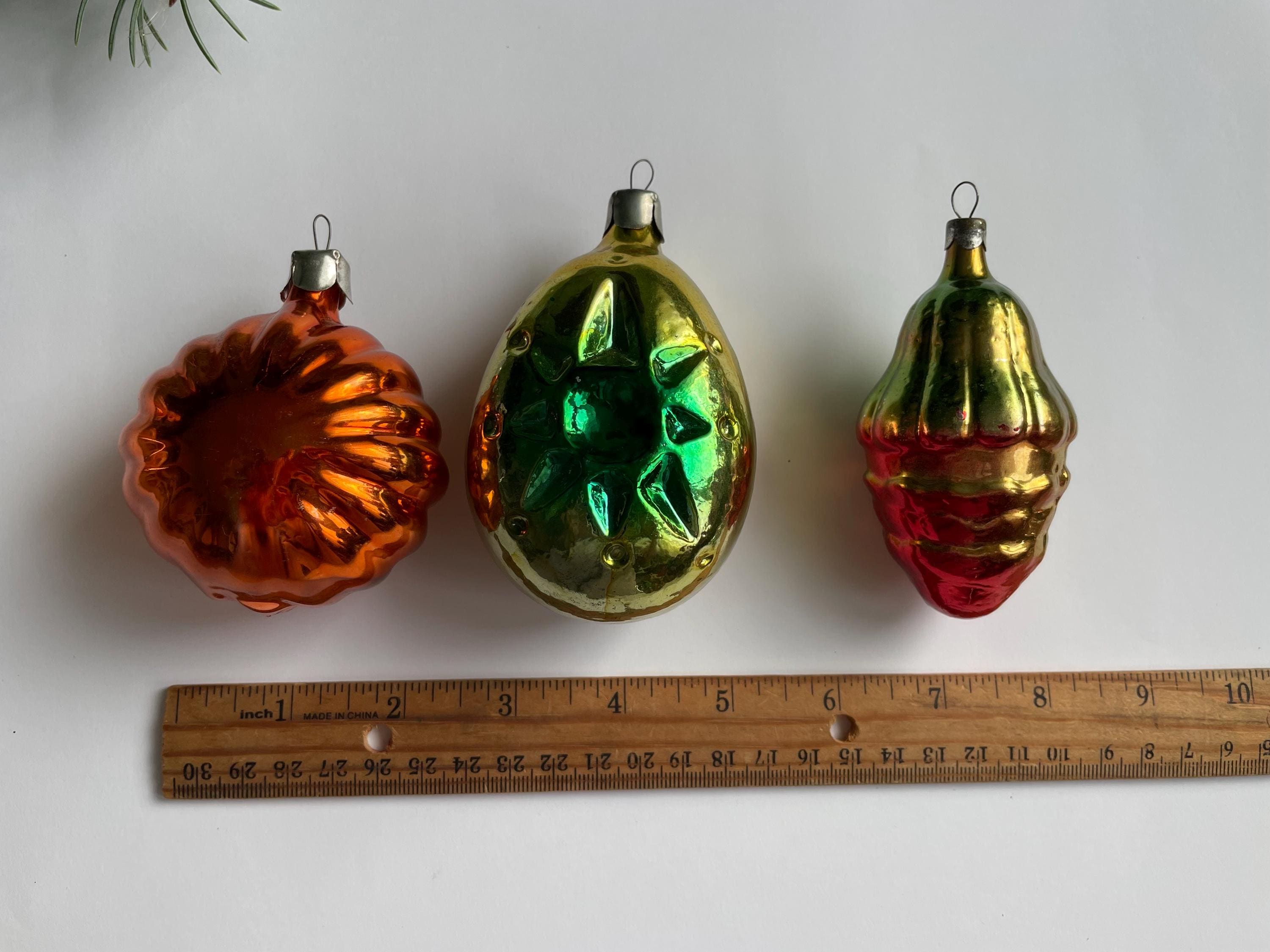 ヴィンテージガラスオーナメント3個セット - ソビエトクリスマス