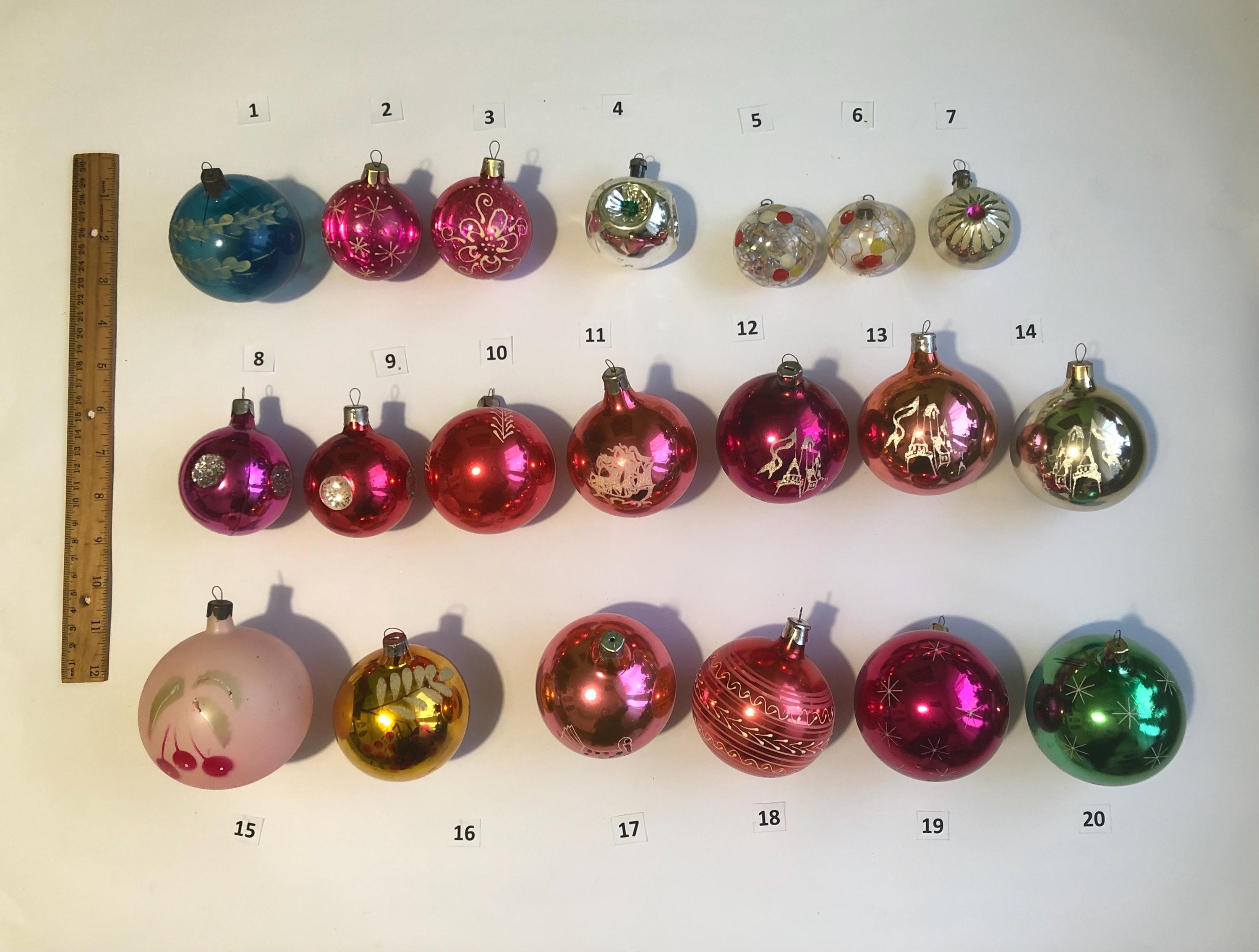 ヴィンテージガラスボールオーナメント - ソビエトクリスマスツリーの