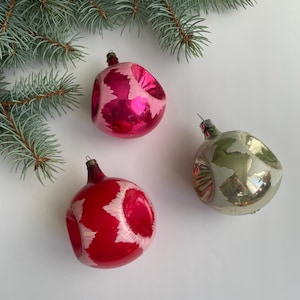 Vintage Glass Christmas Ornaments Set - USSR Retro Holiday Decor