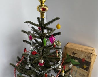 ソ連のクリスマスツリー用装飾品のヴィンテージセット、70年代、ガラス