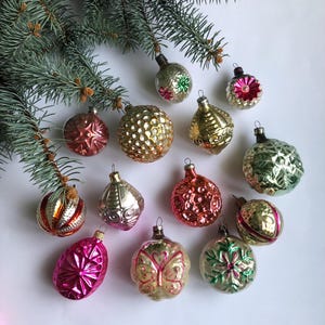 Christmas vintage tree decorations, glass vintage home decor, Christmas retro, USSR