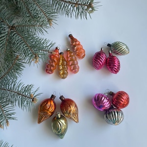 Vintage Glas Weihnachtsbaumschmuck Set - Retro Weihnachtsdeko - 3er oder 4er Set