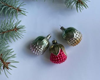 ヴィンテージガラスフラワークリスマスツリーオーナメントセット