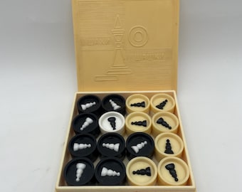 Vintage Taschenschachspiel - 2 in 1 Schach & Dame Reisespiel