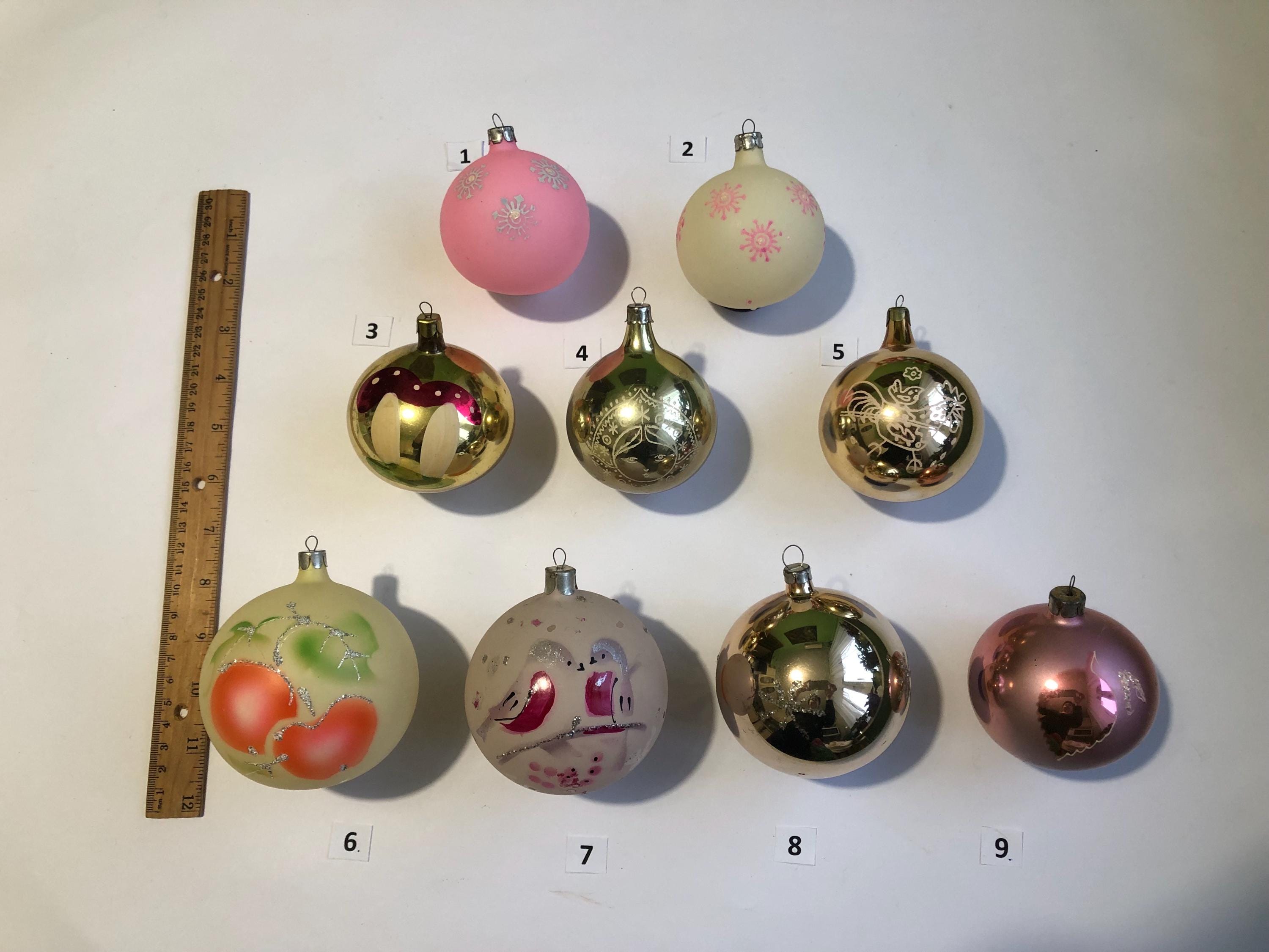 ヴィンテージガラスボールオーナメント - ソビエトクリスマスツリーの