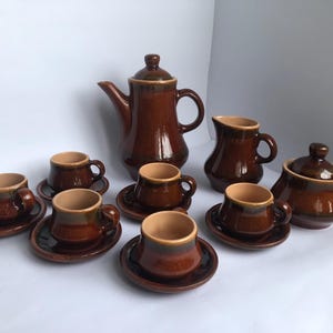 Vintage Coffee Set 15 Pieces – Ukrainian Majolica Ceramics – Soviet Tableware