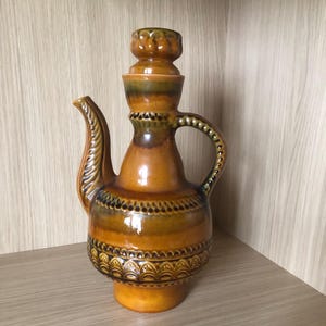 Pichet vintage en céramique d'Ukraine - Grand pot en argile émaillée - 2,6 L