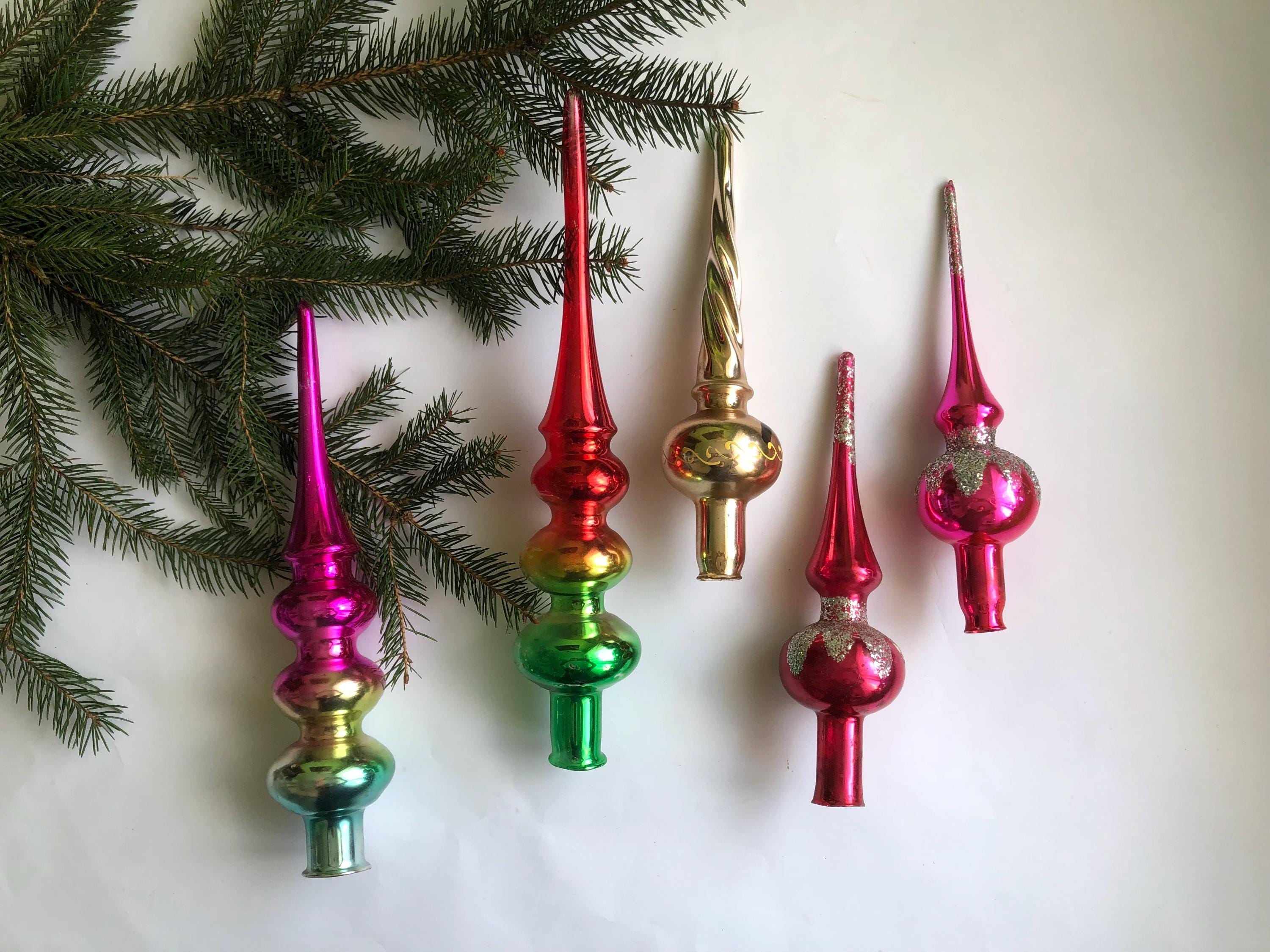 Lot Ancien Décorations De Noël – Père Noël, Sapin – Topper Vintage Pour Bûche