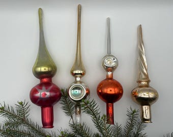 Vintage Glass Christmas Tree Topper - Retro USSR New Year Decor Finial