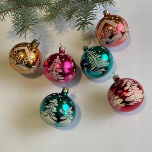 ヴィンテージガラスオーナメント6個セット – ソビエト風レトロ