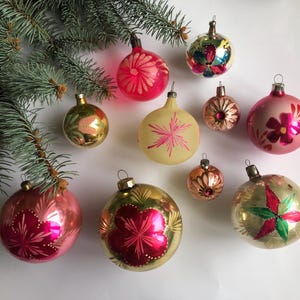 Vintage Glass Ball Ornament – USSR Christmas Tree Decoration – Retro Holiday Home Decor