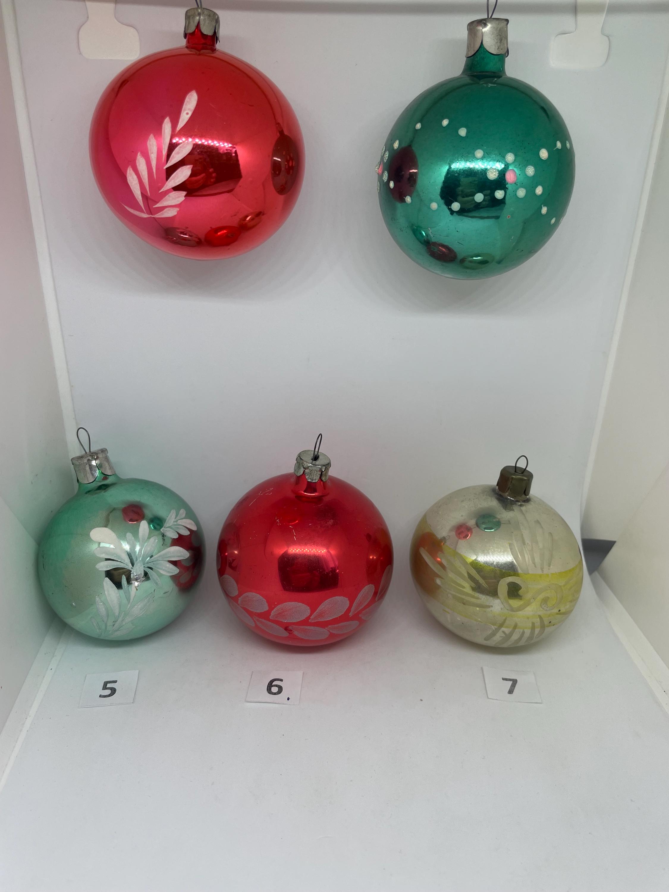 ヴィンテージガラスクリスマスオーナメントボール - ソビエト新年