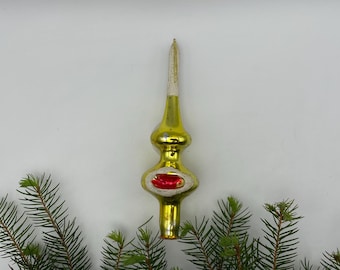 Vintage Glass Tree Topper – Soviet Christmas Finial Ornament – USSR Decor