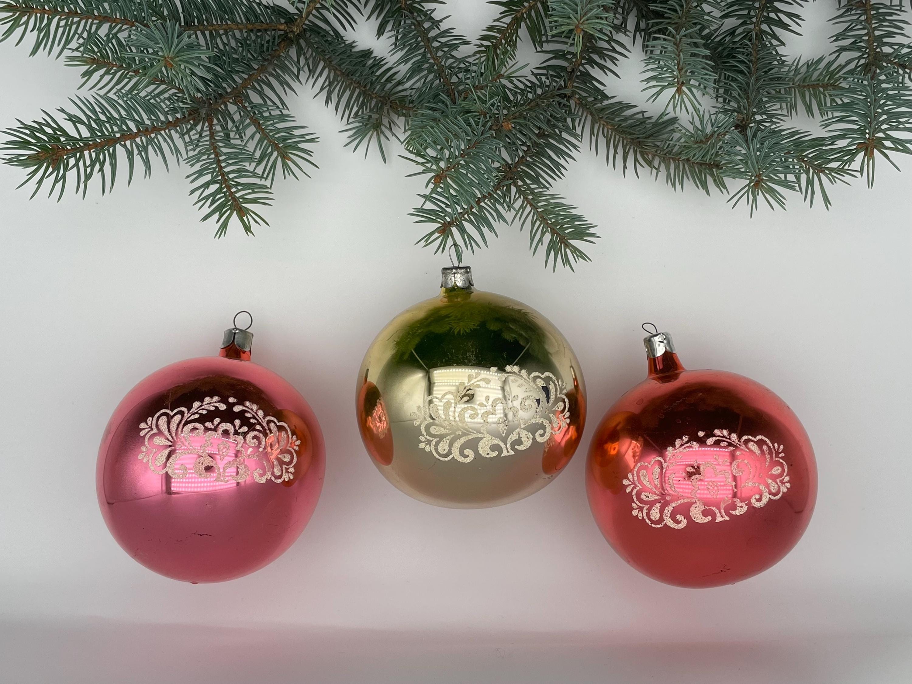 ヴィンテージガラスボールオーナメント - ソビエトクリスマスツリーの