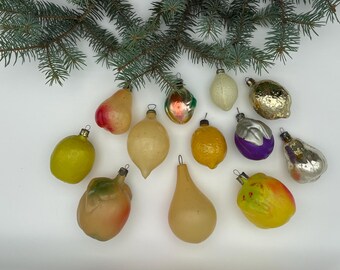 野菜、果物、ソビエトガラスのクリスマスオーナメント、ソビエトガラス