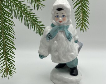 Vintage Porcelain Figurine Child with Sled – Happy Childhood Series