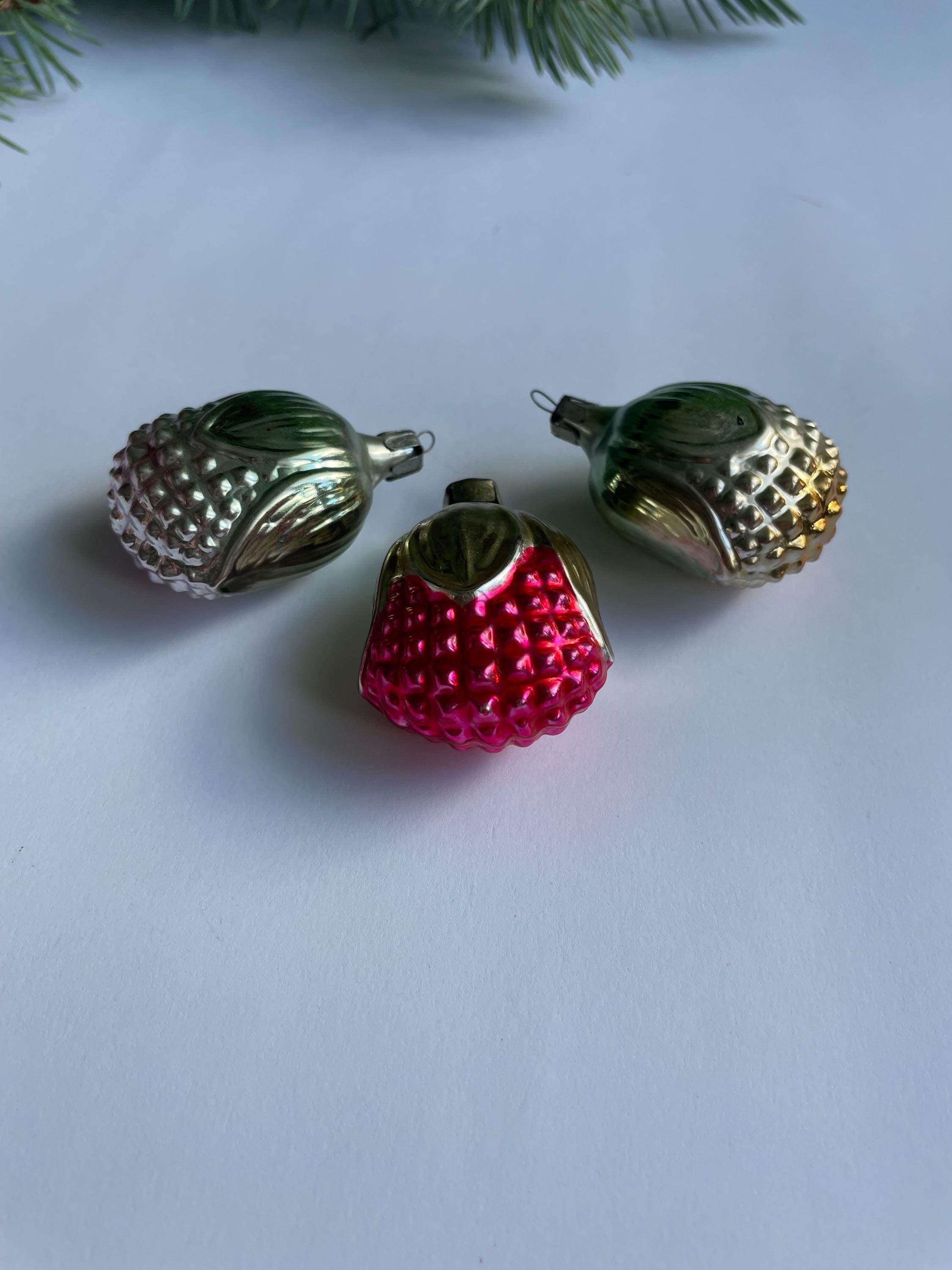 ヴィンテージガラスフラワークリスマスツリーオーナメントセット