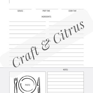 Printable Recipe Template