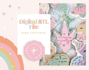 Dino Footprint Cookie Cutter & Stamp STL File