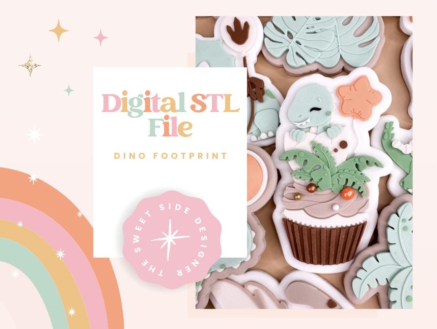 Dino Cupcake Cookie Cutter & Stamp STL File
