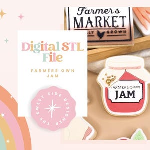 Farmer&#39;s Own Jam Jar Cookie Cutter & Stamp STL File