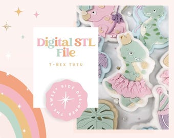 T Rex Tutu Cookie Cutter & Stamp STL File