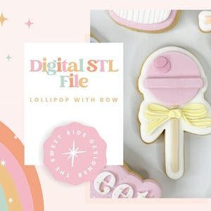 Lollipop With Bow Cookie Cutter & Stamp STL File