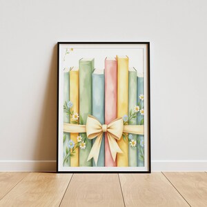 Pastel Bookstack Painting Reading Nook Decor Reading Poster Farm Nursery Decor Bookstack Contemporary Art Boho Wall Art Gift for Book lovers