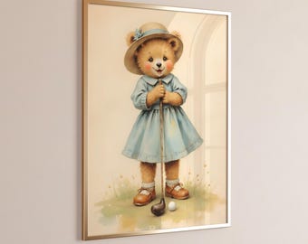 Cuadro de golf para guardería, impresión artística de golf vintage, regalos de golf, decoración de pared de golf para mujer, impresión de golf vintage, arte de pared de golf, descarga digital