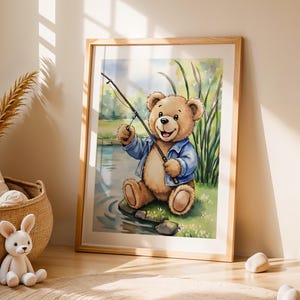 Nursery Fishing Decor Bear Nursery Wall Art Bear Nursery Prints Bear Art Wall Art For Kids Bedrooms Printable Nursery Decor Toddler Room Art