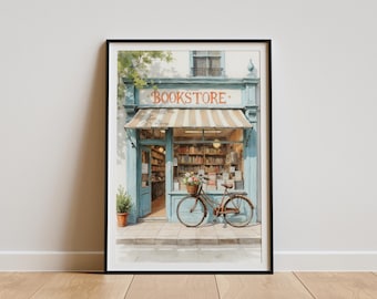 Book Lover Painting Bookshop Poster Book Nook Decor Library Prints Librarian Gifts Reading Nook Decor Bookstore Art Books Book artwork
