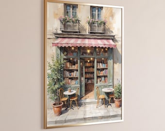 Vintage Bookstore Library Prints Librarian Gifts Reading Nook Decor Book Lover Painting Bookstore Art Books Painting Books Painting Print