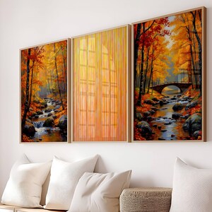 Set of Three Prints Fall Hosting Decor Room Aesthetic Cozy Three Piece Wall Art Guestroom Decor Vintage Wall Art Trendy Fall Decor Print