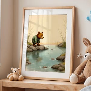 Fun Animal Wall Art  Bear Nursery Prints Wall Art For Kids Bedrooms Printable Nursery Decor Nursery Fishing Decor Toddler Room Art Poster