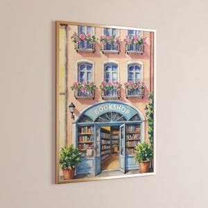 Arte della libreria Poster della libreria Blu oro Decorazione dell&#39;angolo lettura Stampe per biblioteca Regali per bibliotecari Decorazione dell&#39;angolo lettura Pittura per amanti dei libri Pittura di libri