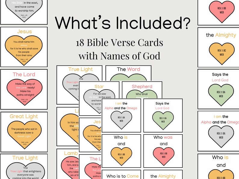 Printable Bible Verse Cards Names of God Vision Board Cards Bible Study ...