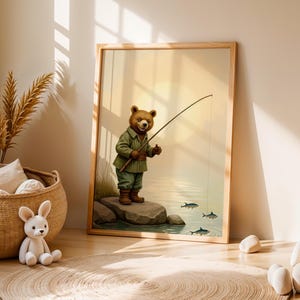 Nursery Fishing Decor Bear Nursery Wall Art Bear Nursery Prints Bear Art Wall Art For Kids Bedrooms Printable Nursery Decor Toddler Room Art