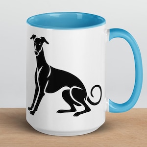 Tazza da caffè con sagoma di levriero: ceramica con accenti colorati, regalo per gli amanti dei levrieri